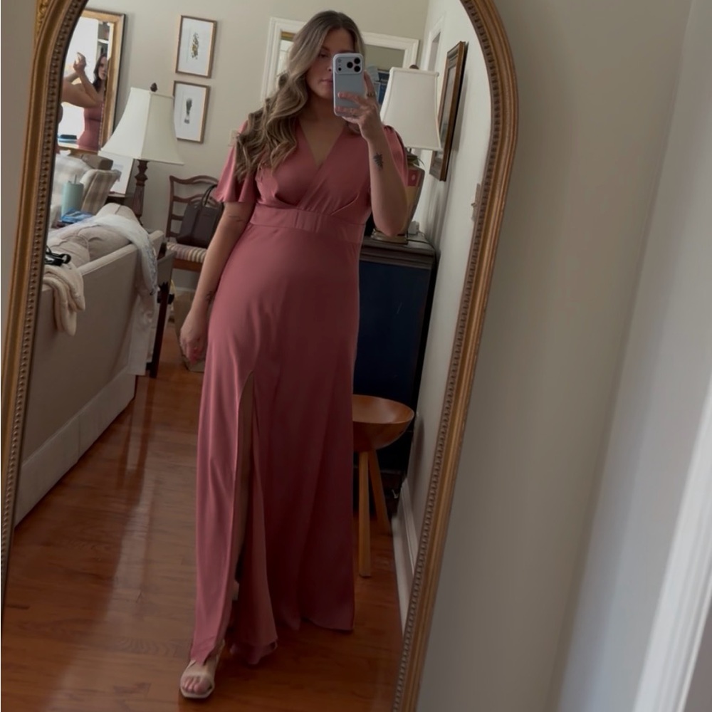 Birdy Grey Matte Satin Wild Rose Marni Gown